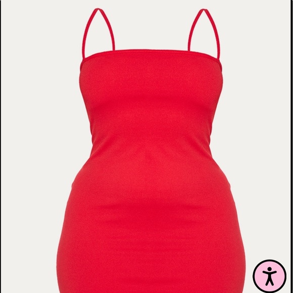 Plus Size Red Straight Neck Bodycon Dress | Pretty Little Thing - Picture 2 of 9